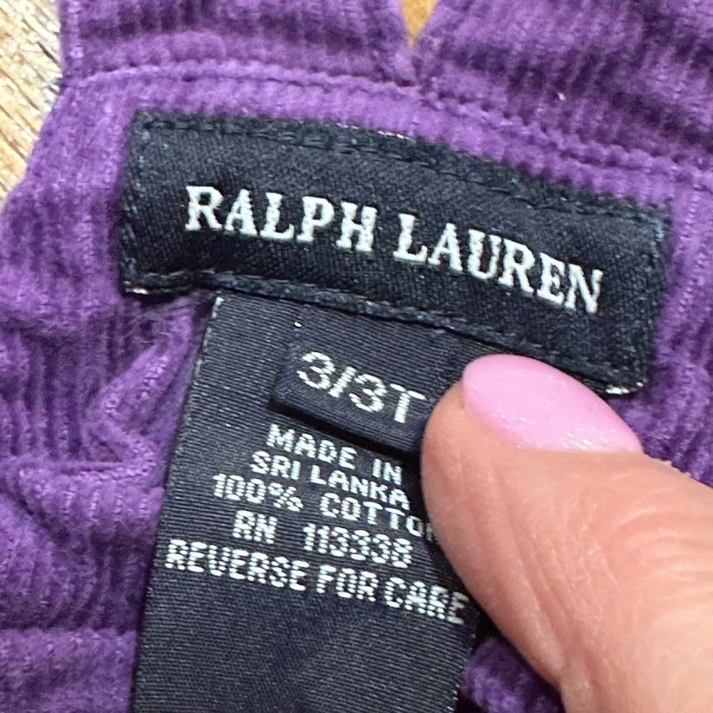 Ralph Lauren vintage Kids Purple Corduroy Dress ruffle sz 3T. U‎